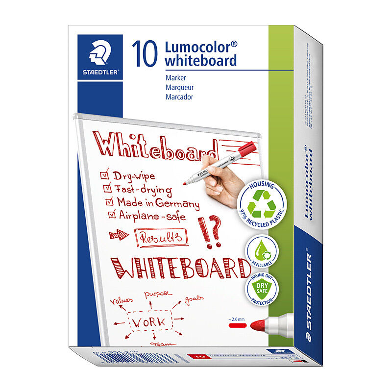 Staedtler White Board Marker 351 Bullet Point Red Box 10