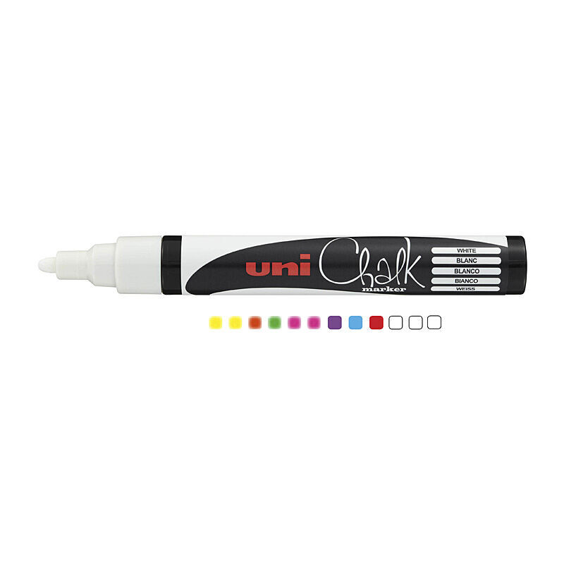Uni Chalk Marker Bullet Tip Assorted Box 12