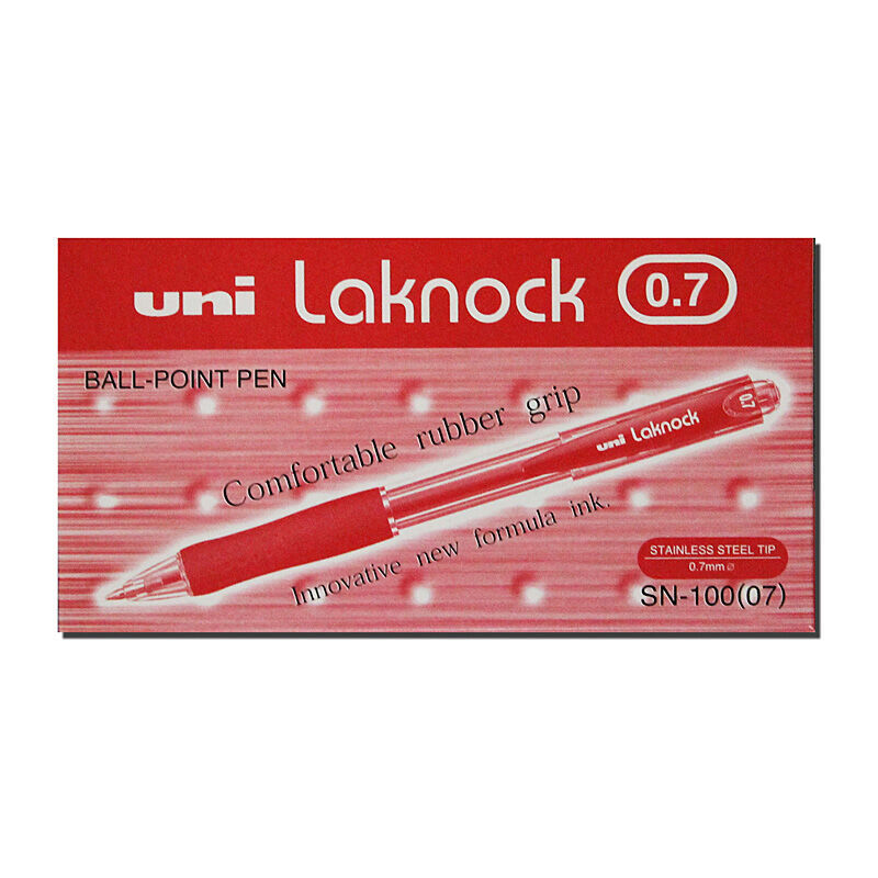 Uni Laknock Ballpoint Pen 0.7mm Red Box 12