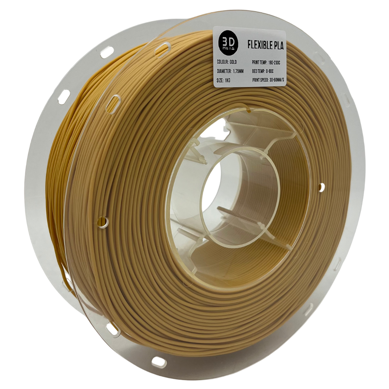3D Meta Flexible PLA Gold 1KG Spool M-FLEX-GOLD-1KGX1.75MM