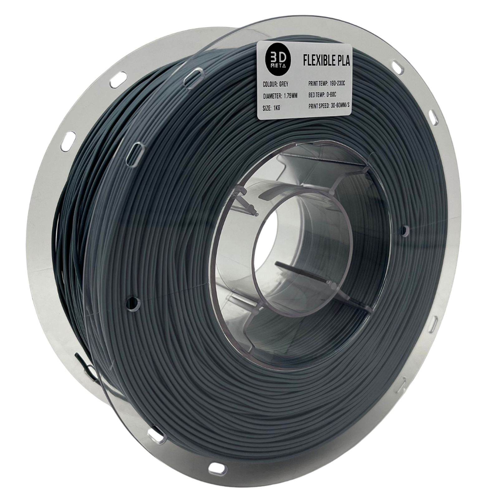 3D Meta Flexible PLA Grey 1KG Spool M-FLEX-GREY-1KGX1.75MM