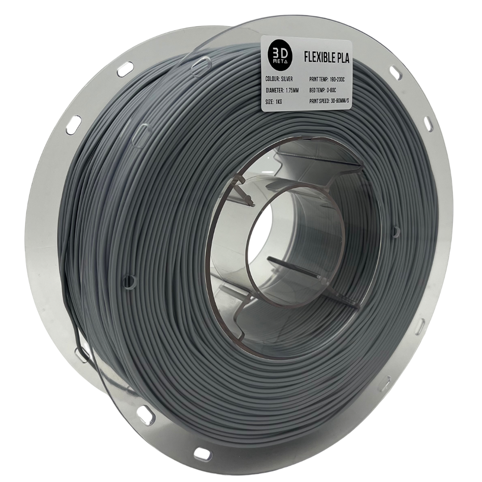 3D Meta Flexible PLA Silver 1KG Spool M-FLEX-SIL-1KGX1.75MM