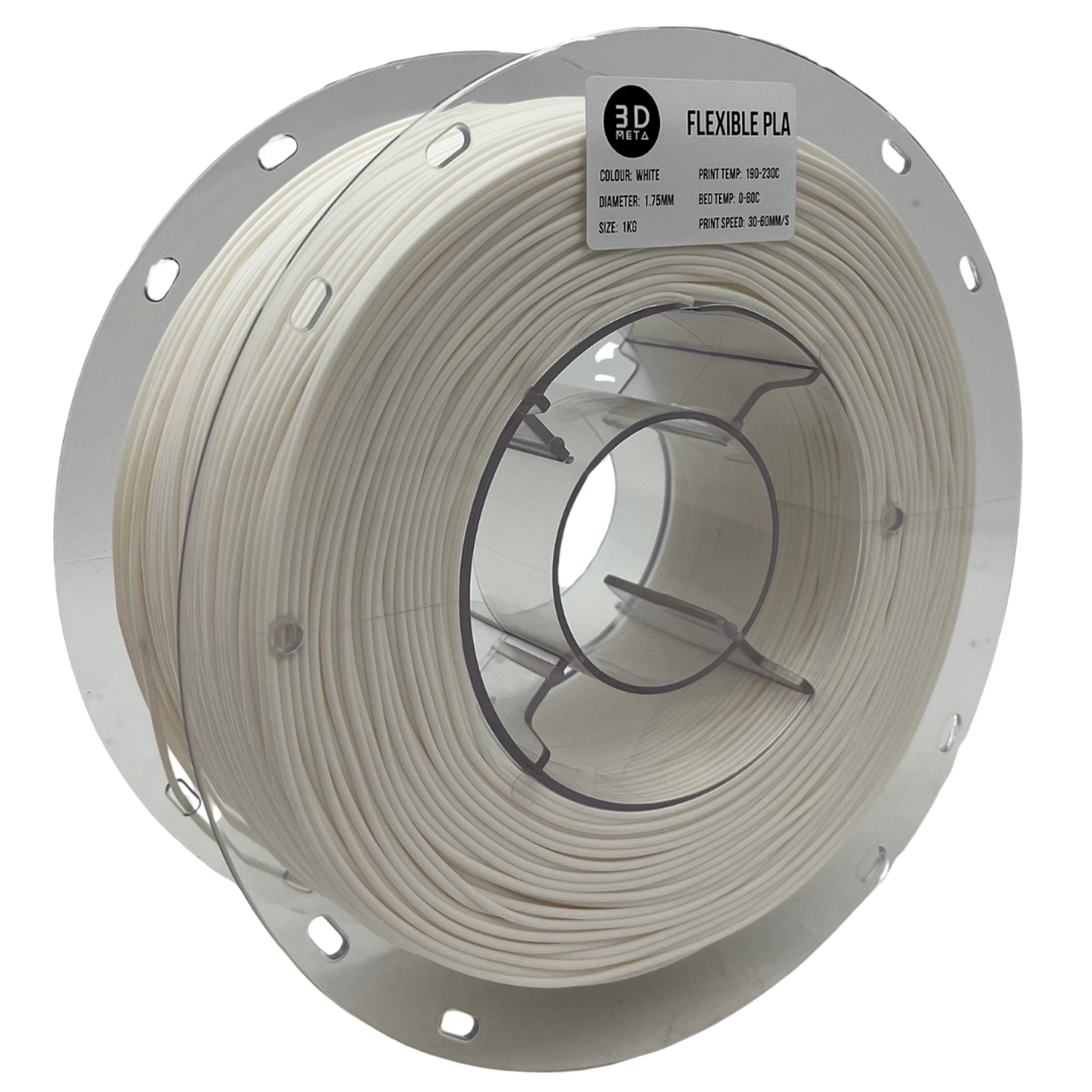 3D Meta Flexible PLA White 1KG Spool M-FLEX-WHI-1KGX1.75MM