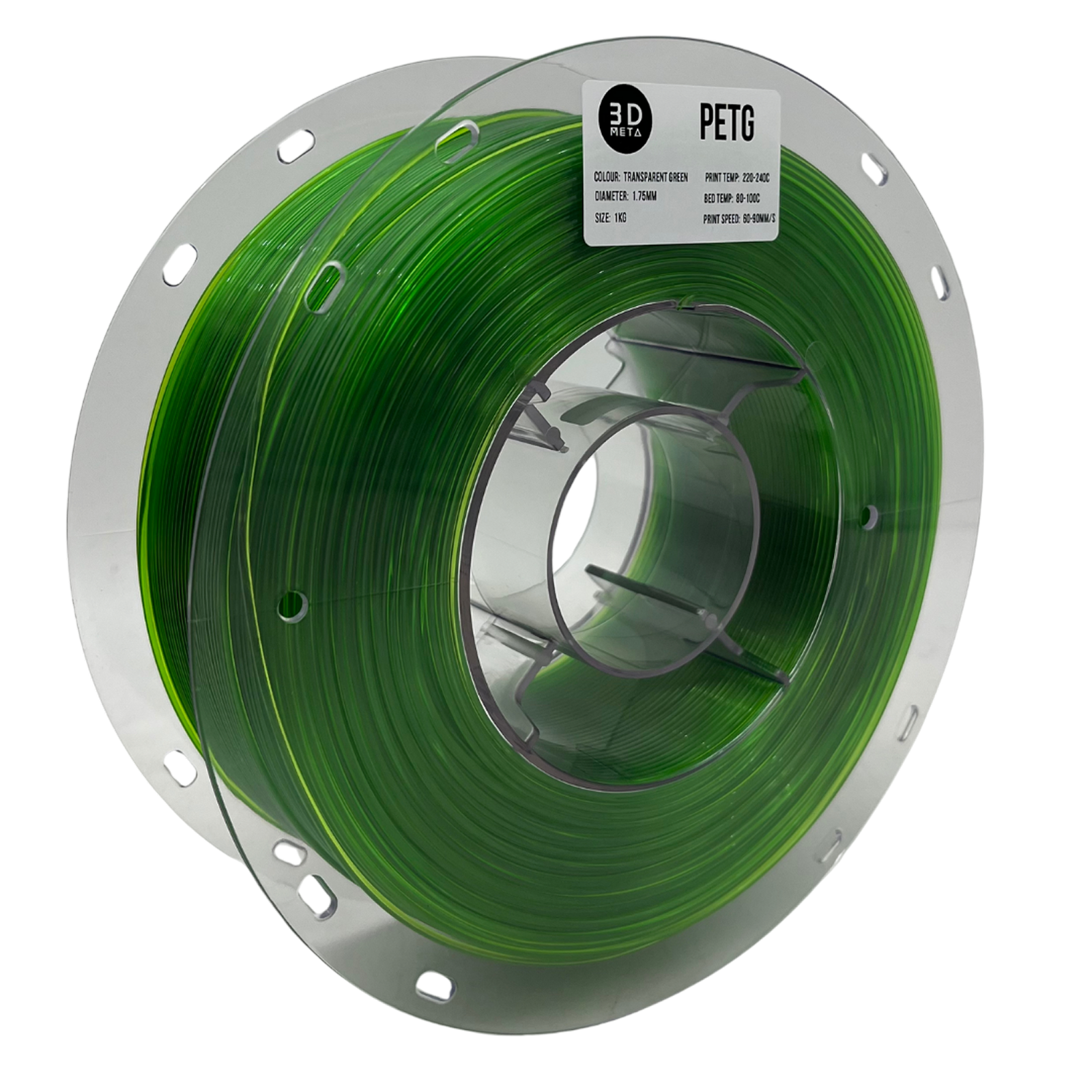 3D Meta Transparent PETG Transparent Green 1KG Spool M-PETG-TGRE-1KGX1.75MM