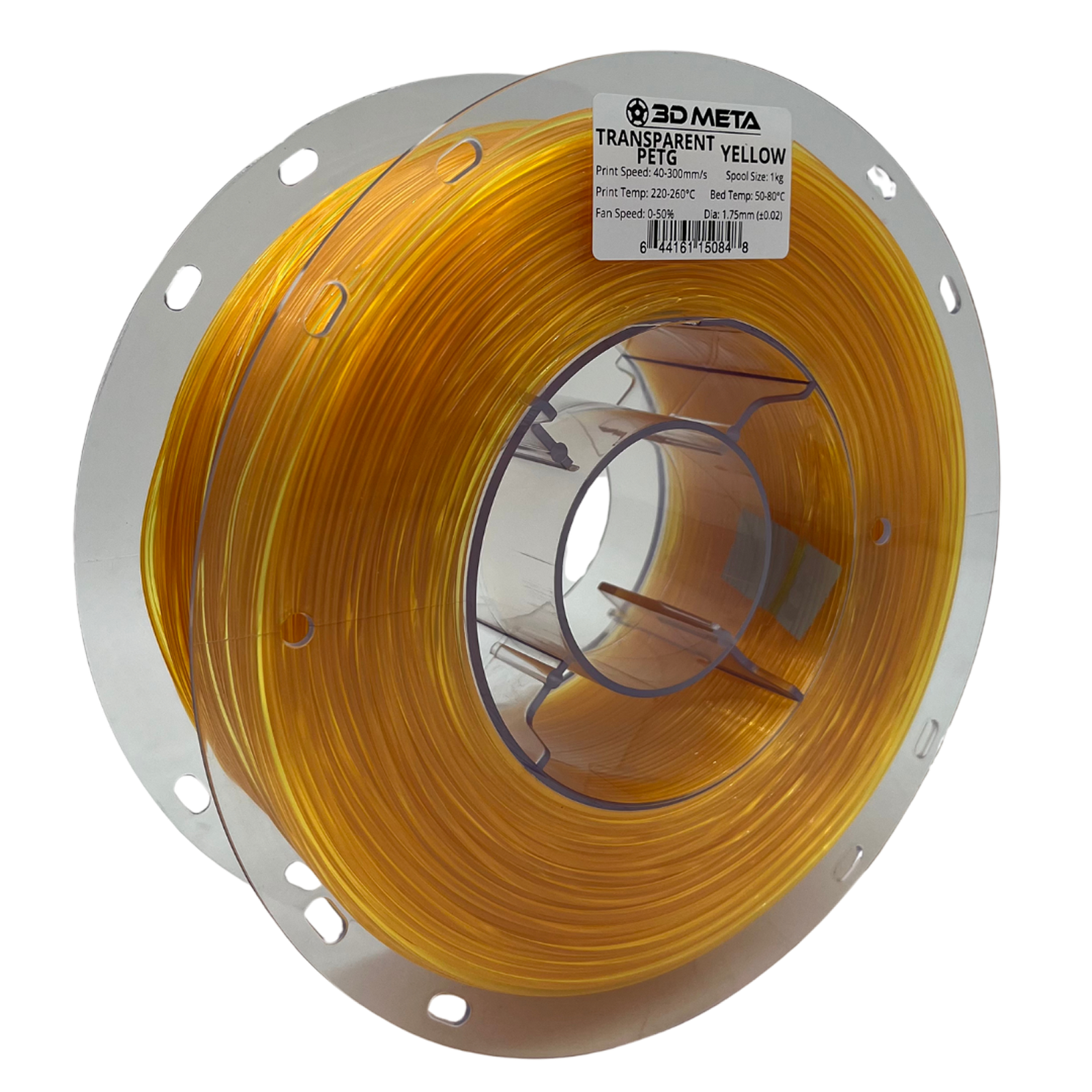 3D Meta Transparent PETG Transparent Yellow 1KG Spool M-PETG-TYELL-1KGX1.75MM