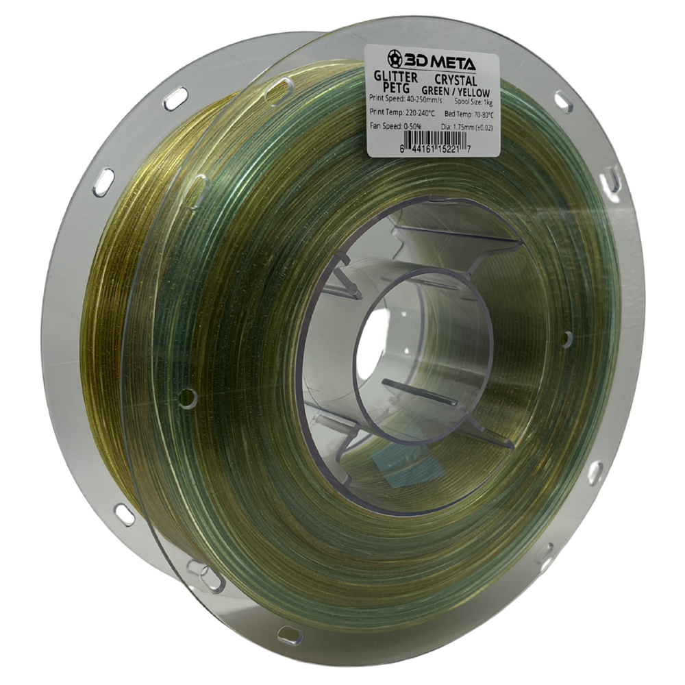 3D Meta Glitter PETG Crystal Green/Yellow 1KG Spool M-PETGGLI-CRYGREYELL-1KGX1.75MM