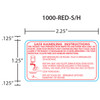 Safe Handling Printer Labels 1000-RED-S/H for 2.25" x 1.25" Hand Applied, Red, 20 Rolls, 1000 Labels per Roll