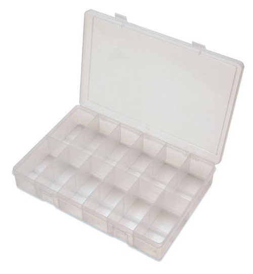 LP6-CLEAR Clear Polypropylene 6 Compartment Large Box, 13-1/8 inch Width x 2-5/16 inch Height x 9 inch Depth by Durham
