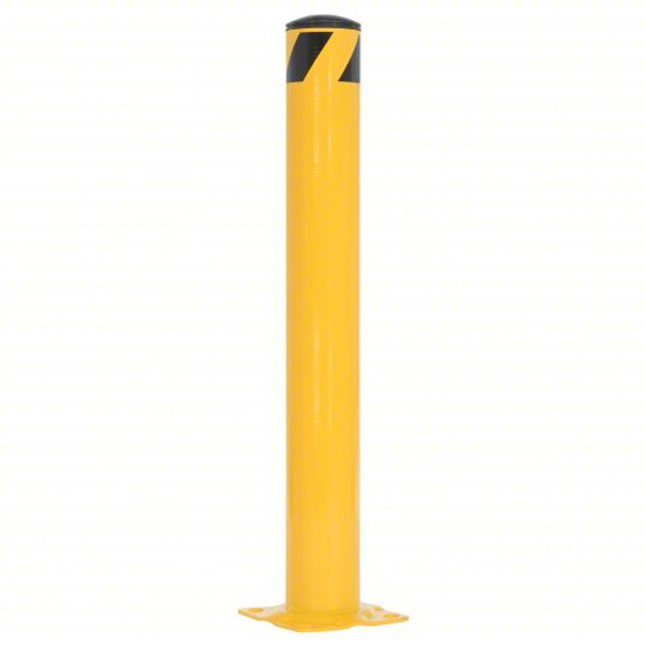 Vestil BOL-36-4.5 Yellow Powder Coat Pipe Safety Bollard, Steel, 4-1/2" OD, 36" Height