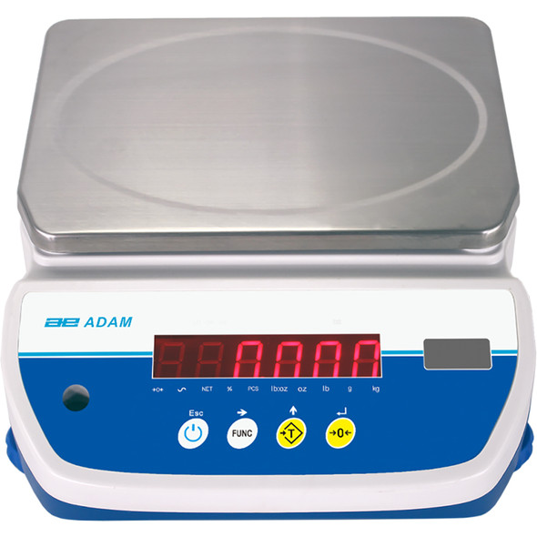 Adam Aqua Washdown Scale ABW 4, 9 lb x 0.001 lb, IP67, Checkweighing, Counting, Rechargeable Battery
