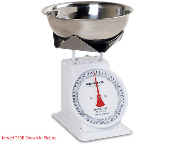 Detecto, T50B, Fixed Dial Top Loading Scale with Bowl, 50 lb capacity