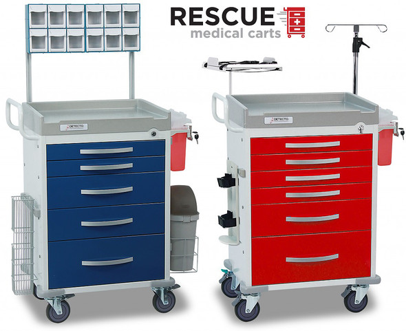 Cardinal Scales RC333333336PED DETECTO Rescue Series Pediatric Medical Cart, 9 multicolor drawers, NEW