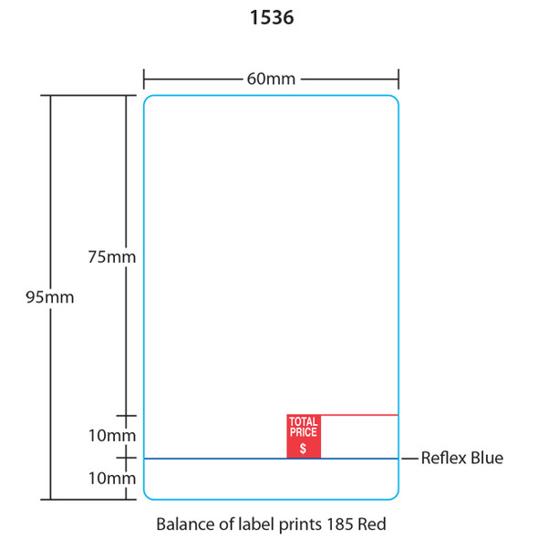 Digi Printer Labels 1536-B for DP-120/121 SM-90/SM-300B 95mm, Blank, 15 Rolls, 500 Labels per Roll