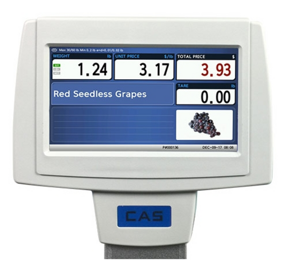 CAS CL7200-60(W), Touch Screen Label Printing Scale, 60 lb x 0.02 lb, NTEP