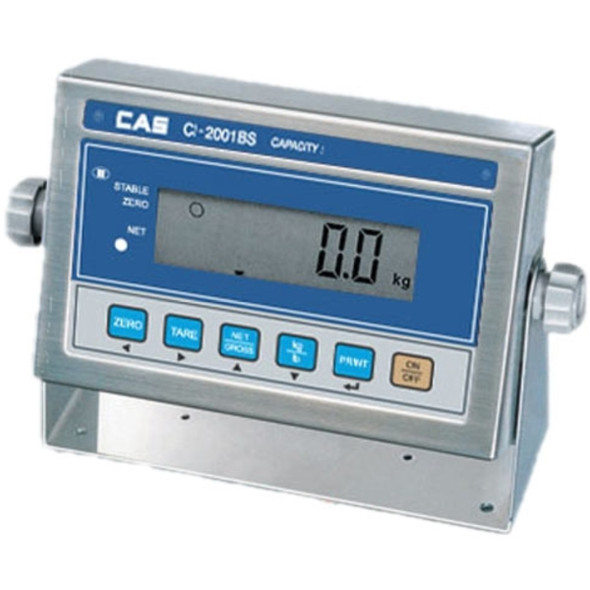 CAS, CI-2001BS, Indicator with RS-232 Connection, Bright LCD Display and Backlight and Stainless Steel Case, NTEP
