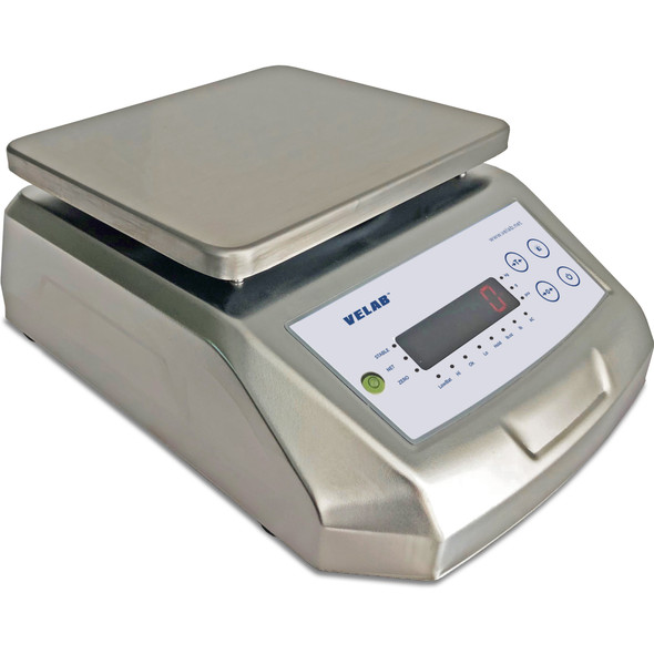 Velab VE-3K1 Industrial Washdown Scale 6 lb x 0.002 lb, IP68, Dual Display, Stainless Steel