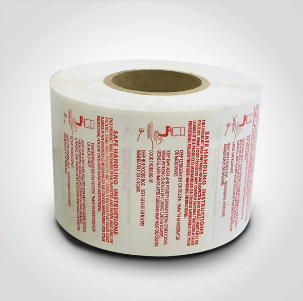 Safe Handling Printer Labels 1000-RED-S/H for 2.25" x 1.25" Hand Applied, Red, 20 Rolls, 1000 Labels per Roll