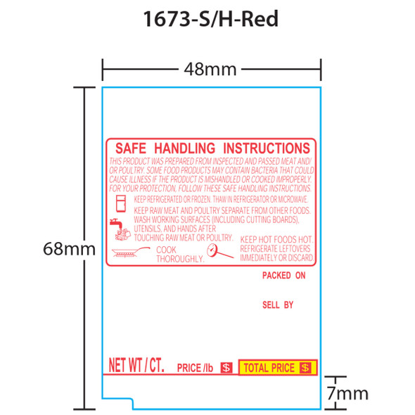 Tec Printer Labels 1600-S/H for SL-66-30/SL-6600 12 Line Center Code No Net Wt. Red/Yellow 16 Rolls 400 Labels per Roll