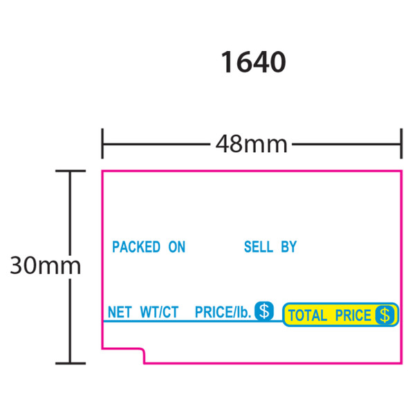 Tec Printer Labels 1600-S/H for SL-66-30/SL-6600 Non-UPC 30mm Blue/Yellow, 16 Rolls, 900 Labels per Roll