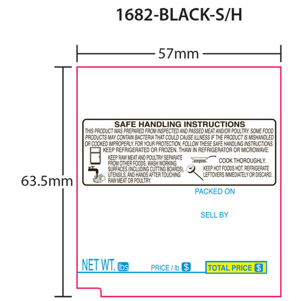 Tec Printer Labels 1600-S/H for SL-9000 UPC 63.5mm Black/Blue/Yellow, 16 Rolls, 450 Labels per Roll