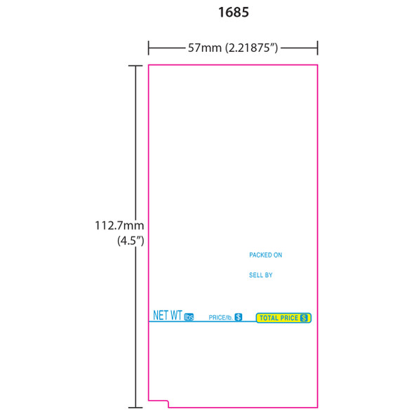 Tec Printer Labels 1600-S/H for SL-9000 UPC 112.7mm Blue/Yellow, 16 Rolls, 250 Labels per Roll