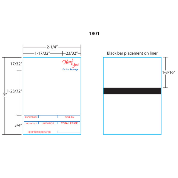 Hobart Printer Labels 1801 for SP-80/SP-1500 Style 1 (Formerly Style K), Red/Blue, 16 Rolls, 750 Labels per Roll