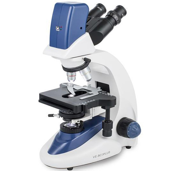 Velab VE-BC3PLUS INT Binocular Microscope with Integrated 3.0 MP Digital Camera, 4 Lenses, 5.90” x 5.11” 2-Layer Stage