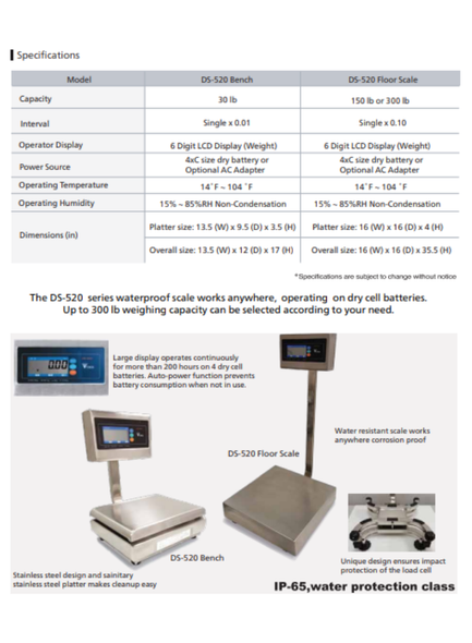 DIGI DS-520 Digital Water Resistant Floor Scale