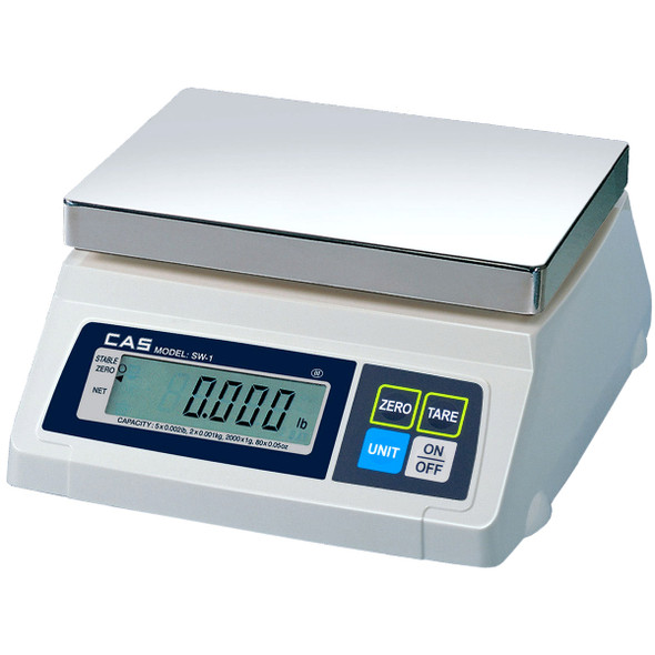 CAS SW series SW-1 (20lb) Portion Scale, 20 lb by 0.01 lb, NTEP Legal For Trade, Lb/g/kg/oz Switchable, NEW