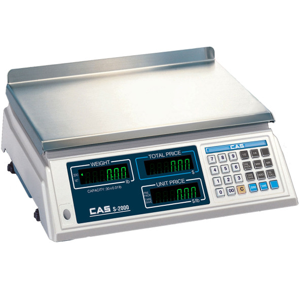CAS S2000, Price Computing Dual Range Scale, 60lbx0.02lb, NTEP, Legal for Trade