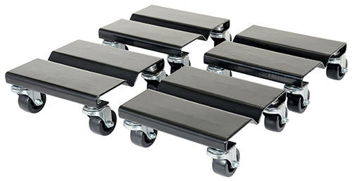 Vestil SDOL-4 Steel Dolly Set, 500 lbs Capacity, 8" Length x 8" Width x 3-5/8" Height Deck, Pack of 4