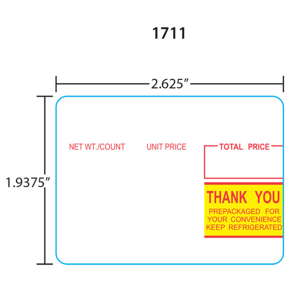 Toledo Printer Labels 1711 for 325/UCST UPC, Red/Yellow,30 Rolls, 500 Labels per Roll