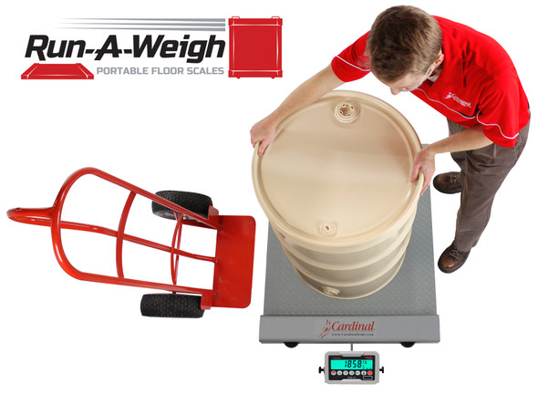 Cardinal Scales RW-500 Floor Scale, Electronic, Portable, 40.5" X 32.5", 500 Lb Capacity, Mild Steel, 185B-DB9 Indicator, NEW
