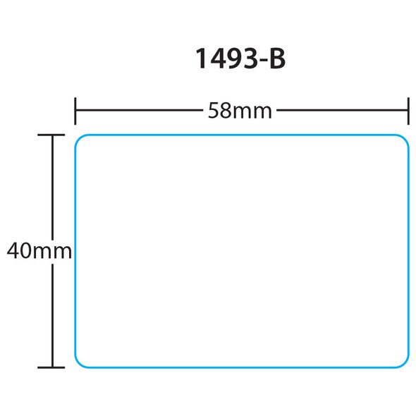 CAS Printer Labels 1493 for LP-1000 UPC, Red/Blue, 12 Rolls, 700 Labels per Roll, 58 mm x 40 mm