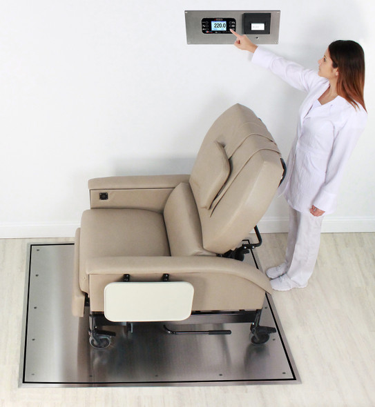Detecto Solace Stainless Steel In-Floor Dialysis Scale with Handrail, 1,000 lb x 0.2 lb, 48" x 36"