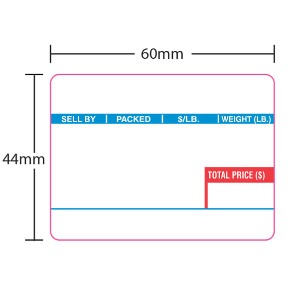 Ishida Printer Labels 1813 for AC-Series UPC 44mm Narrow, Red/Blue, 12 Rolls, 800 Labels per Roll