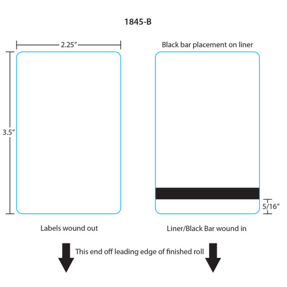 Hobart Printer Labels 1845-B for Ultima 2000 3.5", Blank, 5 Rolls, 2400 Labels per Roll