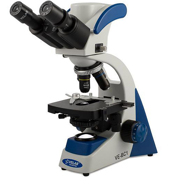 Velab VE-BC1 Binocular Siedentopf Microscope, Integrated 3.0 MP Digital Camera, 4 Lenses, 4.92” x 4.92” 2-Layer Stage