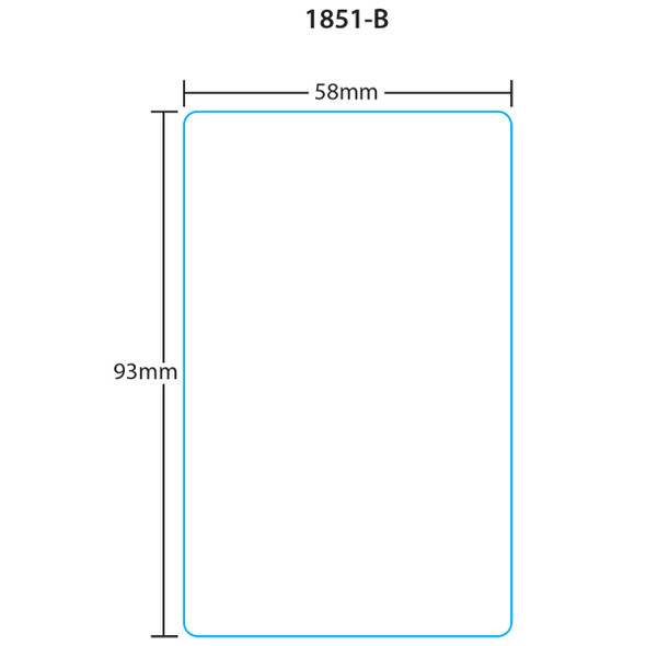 Bizerba Printer Labels 1851-B for 58 mm x 93 mm Printer, Blank, 12 Rolls, 480 Labels per Roll