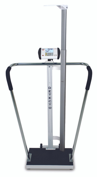 Detecto 6854DHR Bariatric Scale w/ Digital Height Rod, Handrail, 600 lb x 0.2 lb, Measures up to 6'7", BMI, RS232