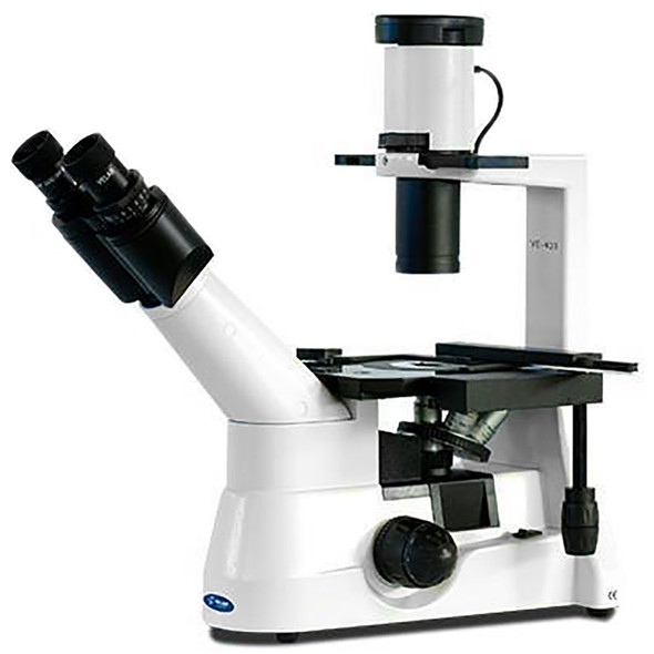 Velab VE-403 Advanced Binocular Inverted Microscope, 4 Lenses, 9.52” x 6.77” Mechanical Stage
