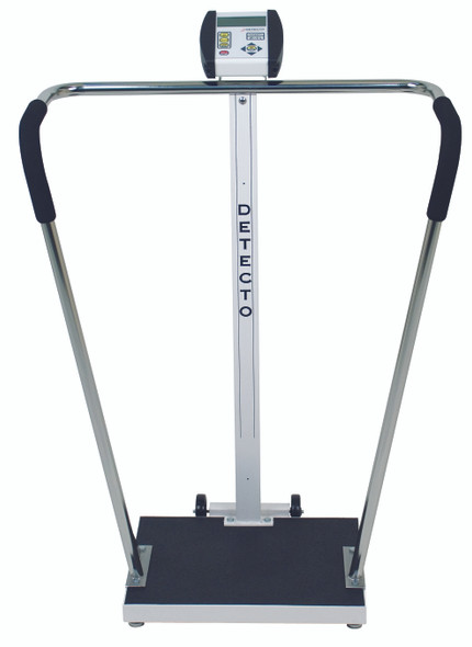 Detecto 6855 Bariatric Scale with Handrail, 600 lb x 0.2 lb, LCD Display, RS232, EMR/EHR Ready
