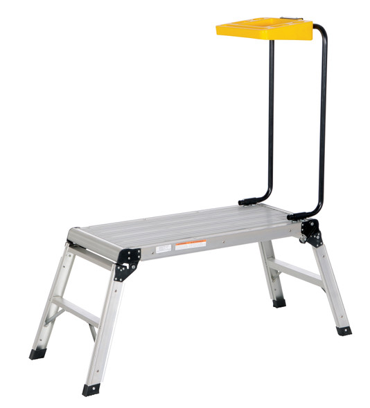 Vestil AFSP-2-TT Folding Step Platform with Tool Tray, Aluminum, 36-1/2" L, 18-1/4" W, 51" Height, 250 lbs Capacity