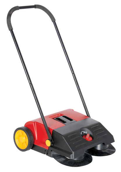 Vestil JAN-SM Manual Push Floor Sweeper with Steel Handle, 21-1/4" Head Width, 24" Overall Length, Black and Red