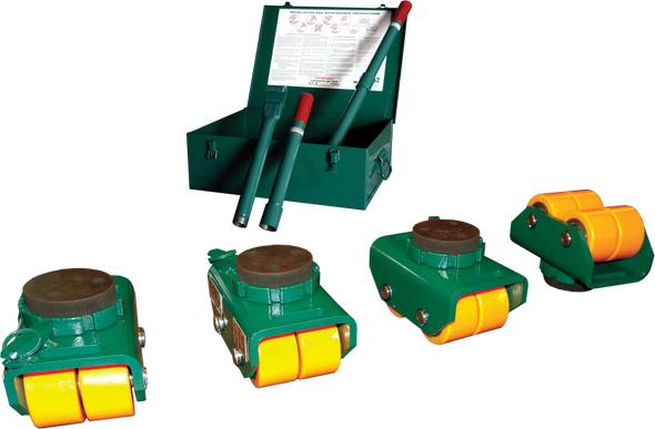 Hilman Rollers, KBSP-12P, Swivel Padded Top, Polyurethane Wheel Dolly Kit, 12 Ton Cap. Heavy Equipment Moving Skates