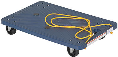 Vestil POS-1624-ROPE Plastic Office Dolly with Pull Rope, 220 lbs Capacity, 24" Length x 16" Width x 4-1/2" Height Deck