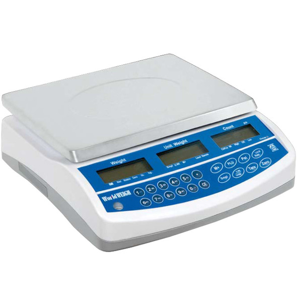 WorldWeigh C100/60 Compact Bench Counting Scale 60 lb x 0.001 lb, LCD, Stainless Steel Platter, Rechargeable Battery