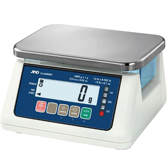 A&D SJ-6000WP, Compact Washdown Scale, 13 lb x 0.0005 lb