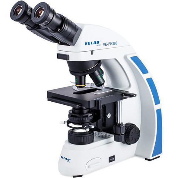 Velab VE-PH300 Biological Binocular Microscope, Phase Contrast Kit, 4 Lenses