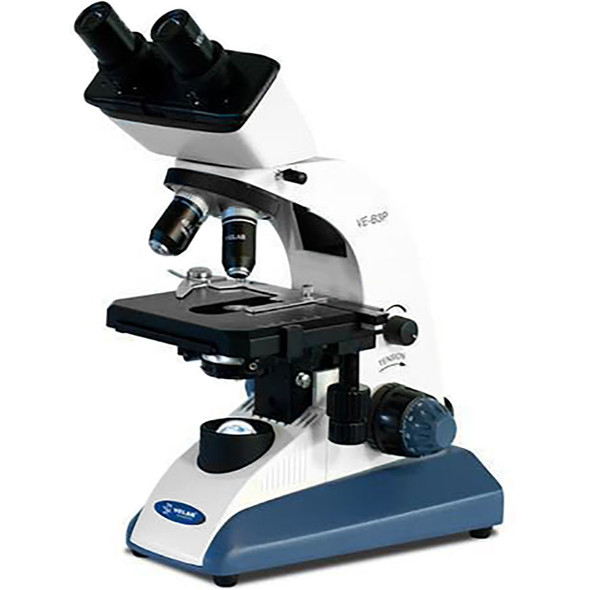 Velab VE-B3P Intermediate Binocular Microscope, Sliding Eyepieces, Quadruple Nose Piece, 5.51” x 5.19” 2-Layer Stage